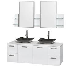 Check out our extensive range of bathroom sink vanity units and bathroom vanity units. Amare 60 Wall Mounted Double Bathroom Vanity Set With Vessel Sinks Glossy White Beautiful Bathroom Furniture For Every Home Wyndham Collection