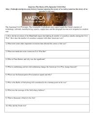 america the story of us episode 5civil war worksheet pdf american civil war union american civil war