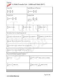 A Math Gce O Level Math 4047 Formula Sheet Pg 9 Math Math Formulas Math Formula Sheet