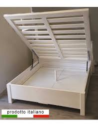 Letto a due piazze con testata, pediera e sponde imbottite e rivestite in ecopelle. Letto Legno Massello Contenitore