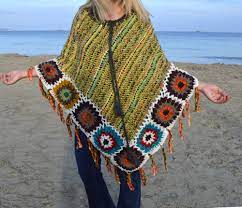 Poncho tejido a mano crochet hasta 3 a 4 años de lana. Poncho Lana Off 76 Cheap Price