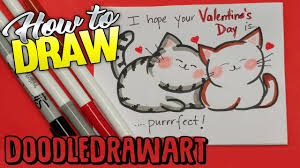 Draw two triangle shapes for the ears and one triangle shape for the nose. Make A Valentines Day Card With Cute Cats Youtube