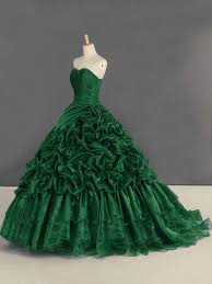 Lasse sie sich von der grünen brautjungfernkleidern bezaubern. Duchesse Ballkleid Abendklied Brautkleid Herzausschnitt Grun Organza Blumen Ruschen
