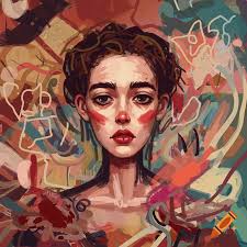 Abstract cubist knife textured painting of indian city dweller in picasso  plus matthew dibble style