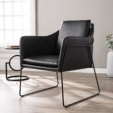 Southern Enterprises Up1260 Kester Chair In Antique Brown Black Contemporary Modern Bellacor Leather Accent Chair Faux Leather Chair Accent Chairs