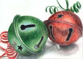 Coloured Pencil Bells Could Bring A Variety Of Decorations And Students Choose Which To Draw Watercolor Christmas Cards Christmas Drawing Color Pencil Art