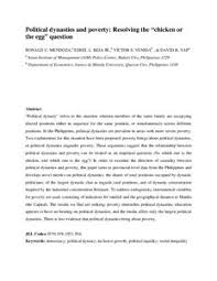 Moreover, during the years 2011 to 2012, the universal kindergarten. Political Dynasties And Poverty Resolving The Chicken Or The Egg Question Munich Personal Repec Archive