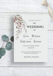 Watercolor Wedding Invitation Brown Leaf Wedding Invitation Etsy Minimal Wedding Invitation Buy Wedding Invitations Wedding Invitation Templates
