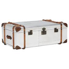 Coffee table in the form of trunk with antique finish. The Globetrekker Large Coffee Table Timothy Oulton Coffee Table