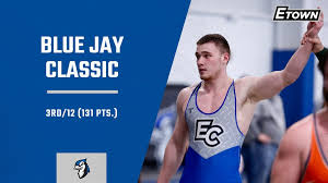 In their first home tournament of the season, @bluejayswr placed 3rd with  131 points at the Blue Jay Classic. Ganon Smith won the 184lb title, Will  Davis was the runner-up at 197,