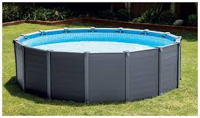 Related image with intex sequoia tubulaire habillage resine. Piscine Hors Sol Intex Graphite Habillage Pvc Gris Piscine Center Net