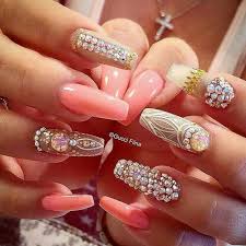 Coffin nails could be exactly what you need in your life. Coral Diamond Coffin Nails Bling Nails Fancy Nails Fabulous Nails