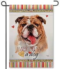 Bulldog's butterfly fascination double sided garden flag. Bulldog Garden Flag Just For Fun Flags