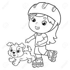 Search through 623,989 free printable colorings at getcolorings. Coloring Page Outline Of Cartoon Girl On The Roller Skates With A Dog Coloring Book For Kids Royalty Free Cliparts Vectors And Stock Illustration Image 144137477