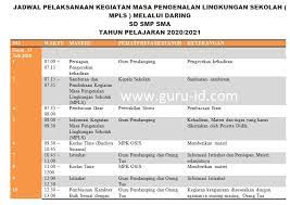 Jul 11, 2021 · jadwal pelajaran sd k13 2021/2022 kelas 1 2 3 4 5 6 , download jadwal pelajaran tematik sd/mi revisi terbaru, jadwal pembelajaran sd kurikulum 2013 excel. Contoh Jadwal Mpls Daring Tahun Pelajaran 2020 2021 Info Pendidikan Terbaru