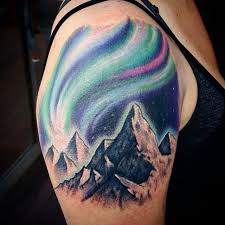 26 Enchanting Aurora Borealis Tattoos Aurora Borealis Tattoo Landscape Tattoo Northern Lights Tattoo