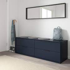 Nordmela Black Blue Chest Of 4 Drawers 159x50 Cm Ikea Ikea Chest Of Drawers 4 Drawer Dresser Ikea Finds