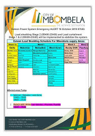 Eskom load shedding, mount frere, eastern cape. Update No Load Shedding Planned For Sunday Lowvelder