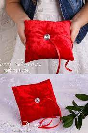 Red Velvet Weddig Ring Pillow Wedding Ring Cushion Bridal Pillow Custom Ring Holder Wedding Rings Ring Pillow Wedding Wedding Ring Cushion Bridal Pillow