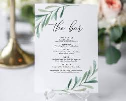 Greenery Bar Menu Printable Wedding Bar Sign Green Drinks Etsy In 2021 Wedding Bar Sign Wedding Bar Bar Menu Wedding