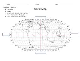 World Map With Latitude Longitude In 2020 Map Worksheets Map Latitude And Longitude Map
