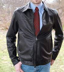 3695 Isaia Black Leather Blue White Mini Houndstooth Reversible Jacket 52 L Reversible Jackets Jackets Leather Jacket
