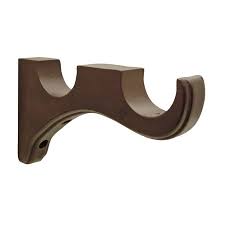 Allen Roth 2 Pack Mahogany Wood Double Curtain Rod Bracket Lowes Com Wood Curtain Rods Double Rod Curtains Curtain Brackets