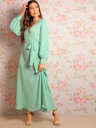 Bishop Sleeve Surplice Wrap Prom Maxi Dress Maxi Dress Prom Surplice Wrap Dress Flowy Dress