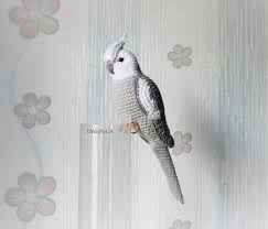 Crochet Whiteface Cockatiel Sculpture Life Size Grey Parrot Etsy Cockatiel Bird Toys Animal Fibres