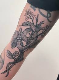 Tattoo aftercare starts in the tattoo shop. My Poison Oak Snake Tattoo By Jennifer Lawes At Take Care Tattoo Port Perry Canada Tattoos