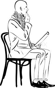 A side elevation of a wheelchair with a person sitting in it. Orasnap A Man Sitting On A Chair Drawing