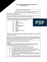 We facilitate a vibrant and collaborative environment which generates and protects wealth, and creates value for all. Summary Of Regulatory System For Ngos In Malaysia Charitable Organization Non Governmental Organization