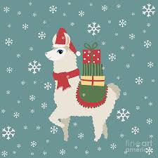 Abyssinian cute kitten with christmas tree and balls isolated on white background. Cute Christmas Llama Digital Art By Valentina Hramov