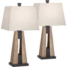 Current price $159.95 $ 159. John Timberland Rustic Farmhouse Table Lamps Set Of 2 With Usb Charging Port Wood Oatmeal Tapered Rectangular Shade Living Room Target