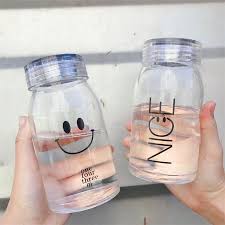 Smile Portable Drinking Water Glass Bottle Juice Sealed Bottle Trendy Water Bottles Cute Water Bottles Drinking Water Bottle