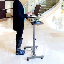 Mobile Laptop Desk With Side Table Long Table Legs Office Doctor Medical Wheels Desk Laptop Desk Stand Portable Desk