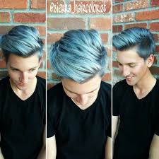 Mens hair color & highlights assures to explore your inner soul through the help of color and highlights. Blue Hair Dont Care Men Color Hair Too Lanza Color Mens Haircut Sierra Haircolorist On Instagram Mens Hair Colour Pastel Green Hair Turquoise Hair