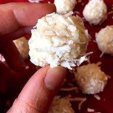 Coconut Balls Healthy No Bake Coconut Truffles Recipe Recipe Applesauce Cake Recipe Coconut Truffles Coconut Balls