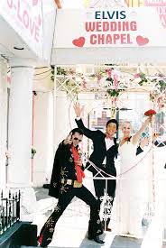 A Hip Neon Boneyard Little Vegas Chapel Wedding A Practical Wedding Elvis Wedding Las Vegas Elopement Vegas Wedding Photos
