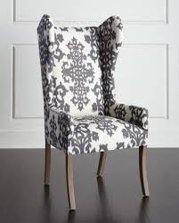Williamson Grey And White Wingback Chair