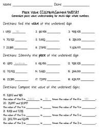 This File Includes A Cover Page With The Common Core State Standards That Are Aligned To The Problems Place Value Worksheets Math Place Value Common Core Math