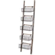Westelm.com has been visited by 100k+ users in the past month Wooden Wire Five Storage Baskets Ladder By The Orchard Notonthehighstreet Com