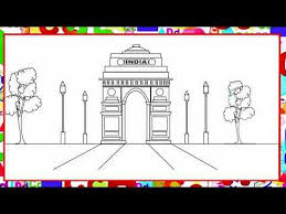 How To Draw India Gate In Ms Paint Youtube In 2020 India Gate Drawing For Kids India Poster