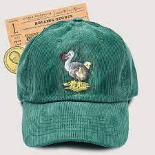 Notes Dark Green Corduroy Dad Hat With Satin Stitched Dodo Motif Details Adjustable Corduroy Strap In Back Props Not I Green Corduroy Dad Hats Rowing Blazers
