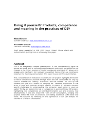 Pdf Doing It Yourself Products Competence And Meaning In The Practices Of Diy Passionate tutors eager to this means they learn faster and easier. pdf doing it yourself products
