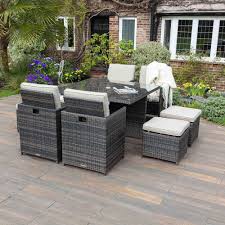 Forrester 8 Seat Cube Set Rattan Garden Furniture Garden Furniture Sets Garden Dining Set