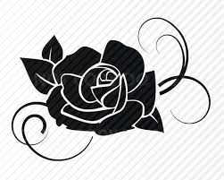 Black Rose Flower Svg Files For Cricut Flower Vector In Dxf Black And White Flowers Flower Svg Files Flower Svg Black Rose Flower