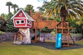 Kinder Spielplatz Baumhaus Mit Rutsche Hinterhof Designs Spielplatz Hintergarten