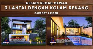 Kolam renang batang sari pamanukan. Desain Rumah Mewah 3 Lantai Dengan Kolam Renang 2 Carport