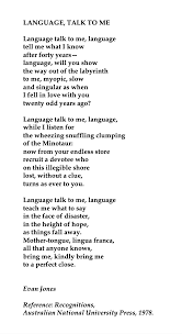 Evan Jones Language Talk To Me Talk To Me Poem A Day Words